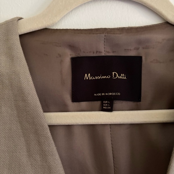 Massimo Dutti Linen V Neck Waistcoat Vest Taupe Beige Brown Size L - Picture 4 of 7
